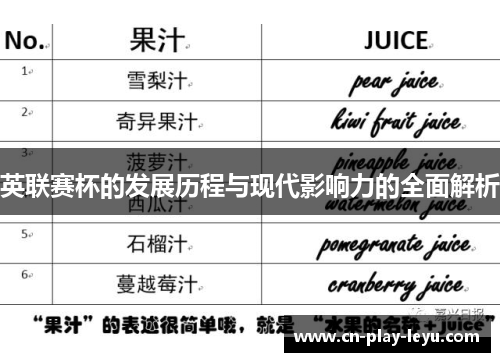英联赛杯的发展历程与现代影响力的全面解析